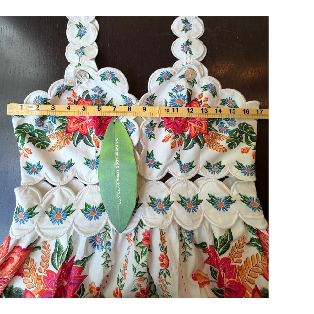 Farm Rio NEW Bloom Garden Off White Midi Dress, Med - Picture 7 of 14